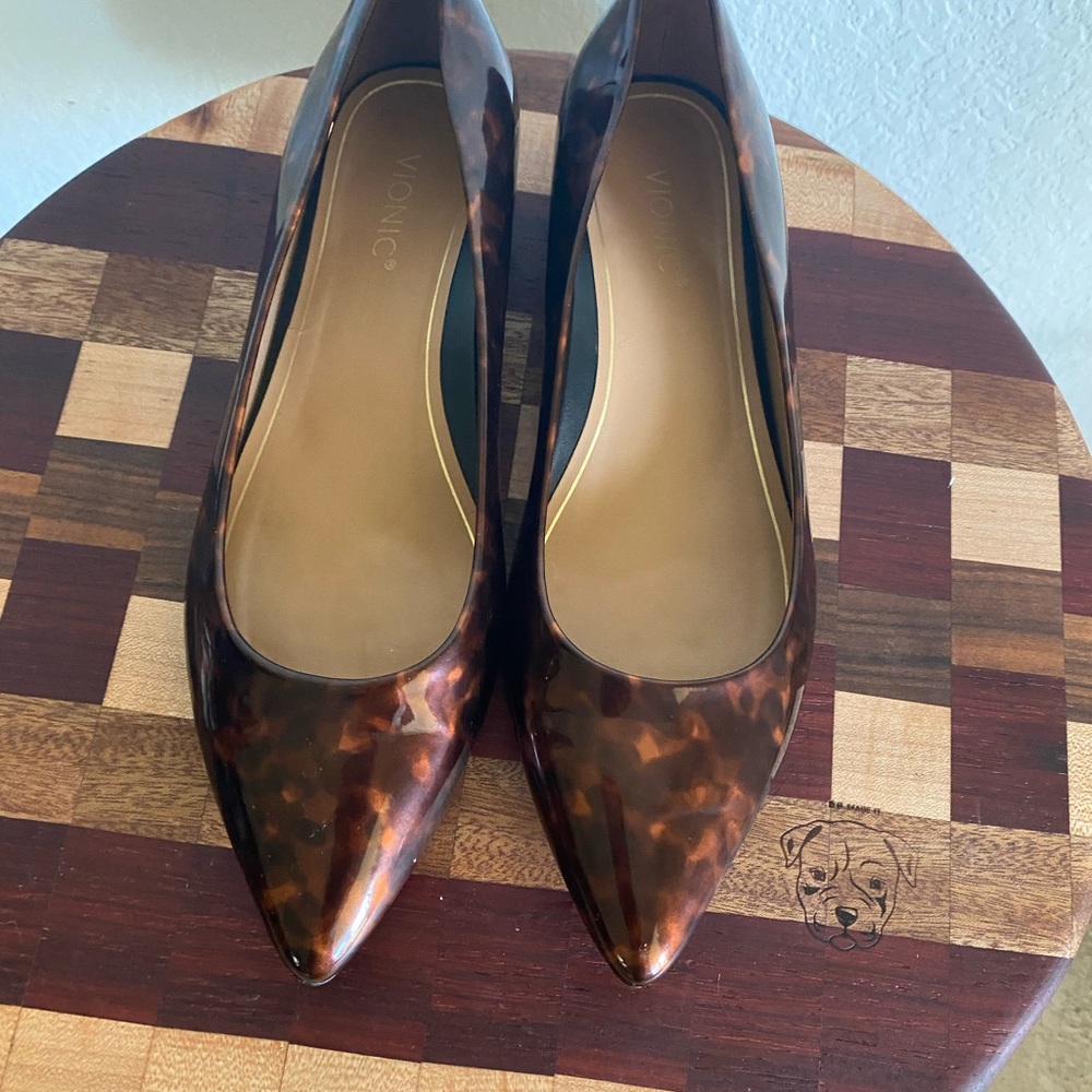 Vionic Lena Pointed Toe Tortoiseshell Brown Paten… - image 3